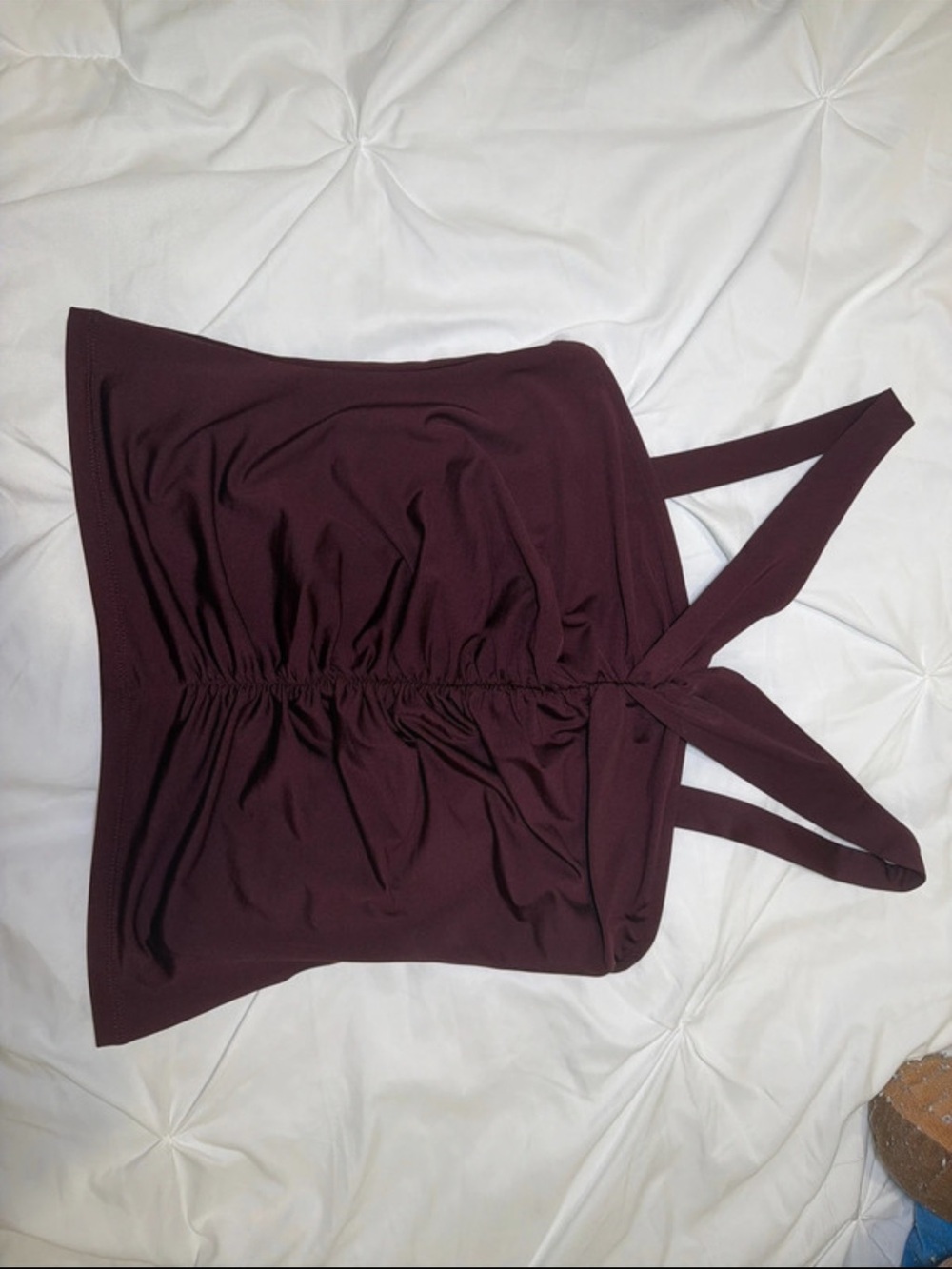 H&M Ruched Strappy Crop Top - Wine